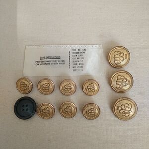 Brooks Brothers 1818 Replacement Buttons Gold Tone Waterbury "B" Monogram 10x